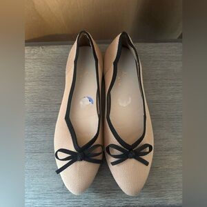 Danskin Beige Flats with Black Bow